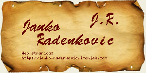 Janko Radenković vizit kartica